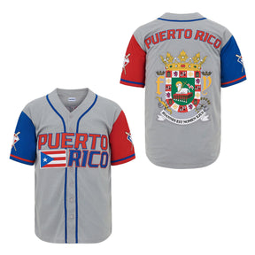 Men's Puerto Rico Jersey Button Down Baseball Jersey